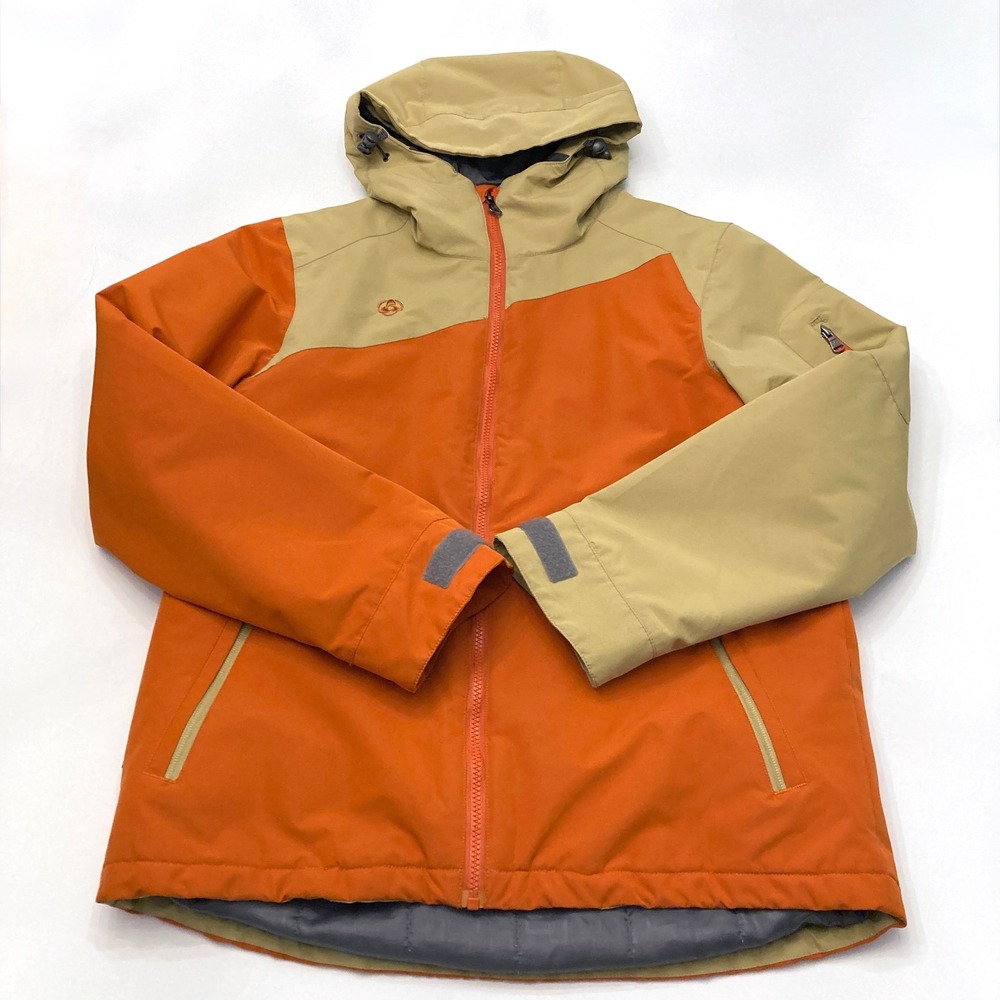 Turbine Ski Snowboard Jacket Mens Medium Orange Khaki Colorblock Lined Insulated